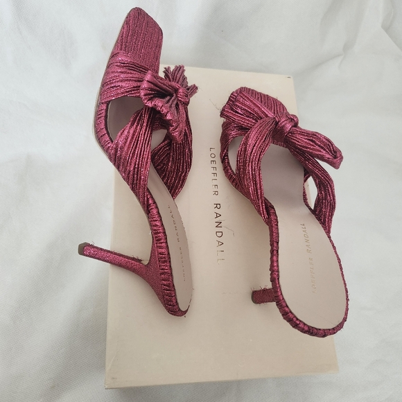 SOLD!!Loeffler RandallClaudia Pleated Skinny-Heel Mules in Fuschia Sz 11.5 - Picture 2 of 7